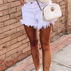 Abercrombie and Fitch size 25, white high-rise 4 inch, fringe shorts